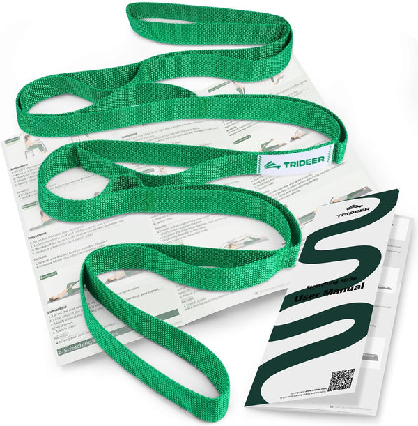 Trideer Yoga Strap for Physical Therapy - 10 Loops Non-Elastic Stretching Strap for Pilates, Exercise, Stretch Band