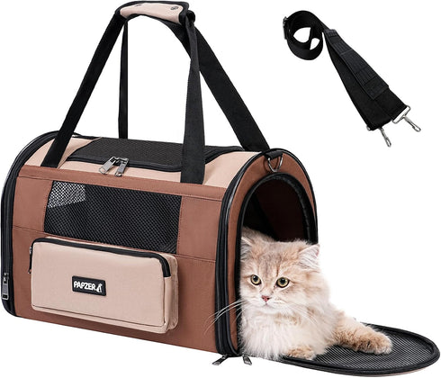 Collapsible Small Pet Carrier for Cat 15 lbs with Fashion Pocket, Lightweight