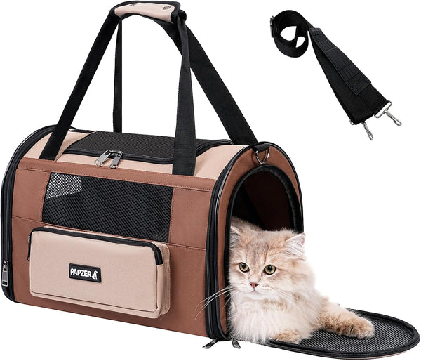 Collapsible Small Pet Carrier for Cat 15 lbs with Fashion Pocket, Lightweight