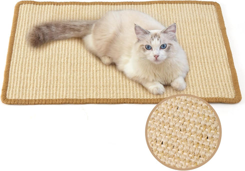 FUKUMARU Cat Scratcher Mat, 23.6 X 15.7 Inch Natural Sisal Mats, Horizontal Floor Scratching Pad, Protect Couch