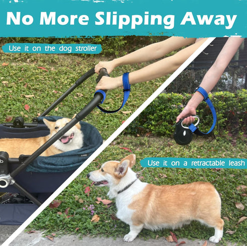 PetBonus Dog Leash Wrist Strap, Lockable Reflective Short Lead with Adjustable Soft Padded Handle for Walking, Blue
