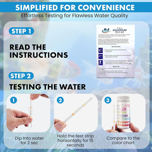 7 in 1 Aquarium Test Strips, 100 Fast & Accurate Strips, Water Test Kit for Fresh & Saltwater Aquariums