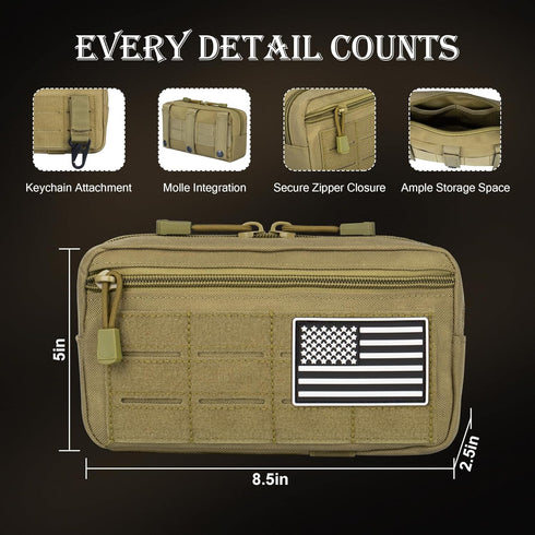 Tactical MOLLE Utility Pouch Kit EDC Accessories Bag with Phone Holder, Water Bottle Pouch, Medical First Aid Pouch