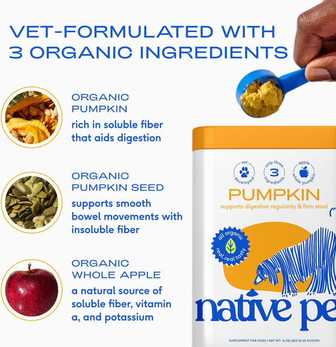 (4.75 oz) (8 oz.) Native Pet Beef Bone Broth for Dogs & Organic Pumpkin for Dogs - Dog Bone Broth Powder Food Topper