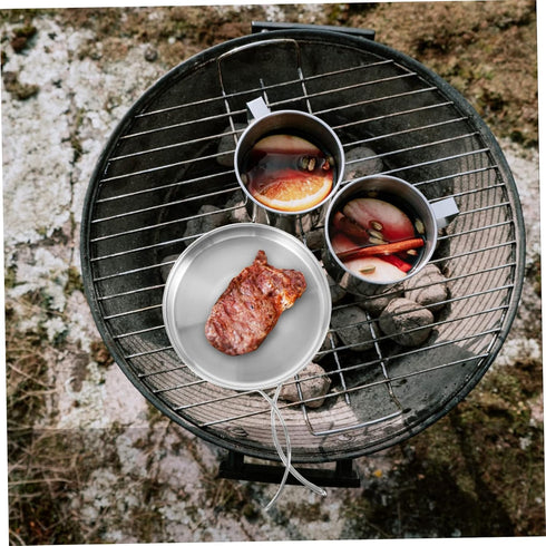 1set Set Backpacking Toddmomy Outdoor Cookware Stainless Steel Portable Cooking Pot and Frying Pan for Camping Picnic