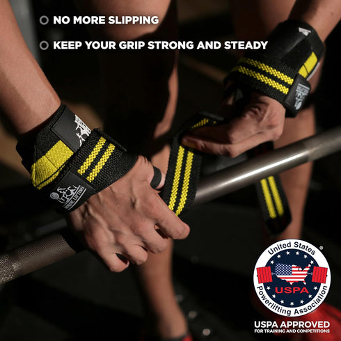 Wrist Wraps + Lifting Straps Bundle (2 Pairs) for Weightlifting, Gym, Powerlifting, Bodybuilding - Support for Men/Women