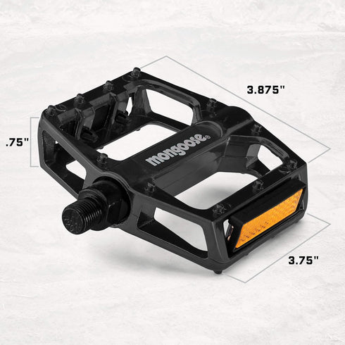 Mongoose Bike Pedals for Adult Mountain Bikes - Lightweight Alloy Wide Platform with 1/2" and 9/16" Adapters