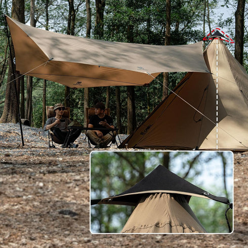 OneTigris Tarp Tent Connecting Cap, Waterproof Tarp Adapter, General Purpose Tent Triangle, Outdoor Camping Accessory