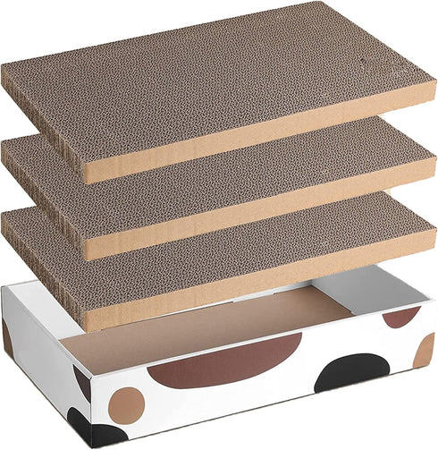 3 Packs Cat Scratcher Pad with Box, Durable Cardboard Refill, 3 in 1 Recyclable Cat House