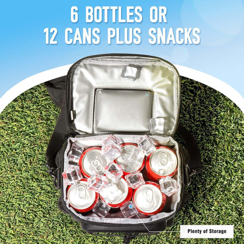 Golf Cart Cooler Bag - Insulated 12-Can Leakproof Soft Cooler with Multi-Pockets