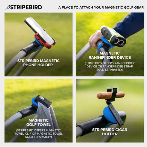 Stripebird 2.0 - Golf Push Cart Mount for Magnetic Accessories (Blue) - Push Cart Strap for Quick and Easy Access