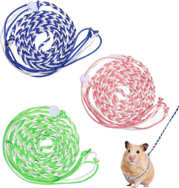 Exircy 3 Pack Rat Harness, Adjustable Hamster Leash Harness for Ferret Mouse Squirrel