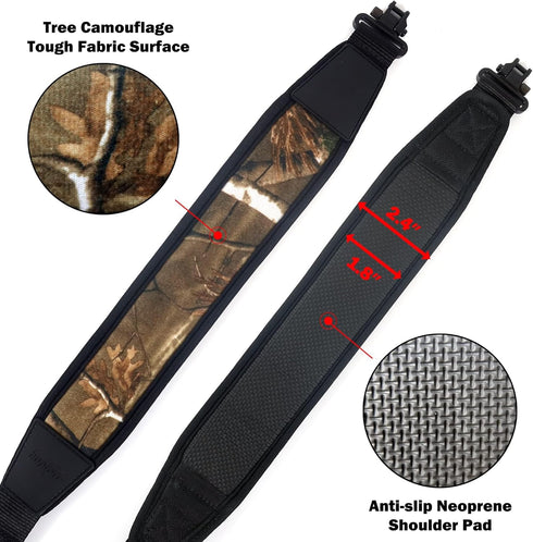 HUNTPAL 2 Point Shotgun Sling, Rifle Sling with Swivels, Quick Length Adjustment, Neoprene Padded Strap
