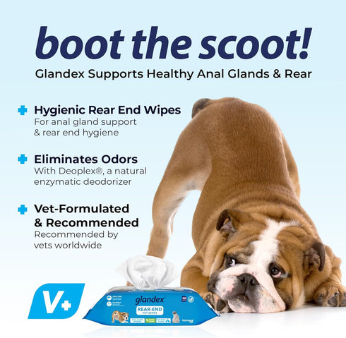 Vetnique Labs Glandex Dog Wipes for Pets, Cleansing & Deodorizing Anal Gland Wipes with Vitamin E, 100ct Pouch