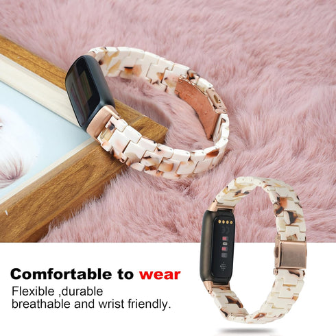 Wongeto Bands for Fitbit Luxe/Luxe SE, Resin Wristband Strap with Stainless Steel Buckle Replacement Accessories
