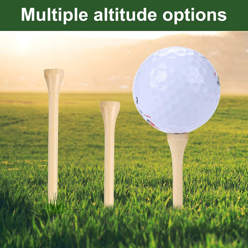 Golf Tees Durable Bamboo Tees - 100Pcs 3-1/4" Biodegradable Material for Reduced Friction and Stable Performance