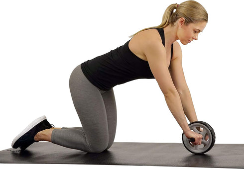 Sunny Health & Fitness Waist Trainer Ab Roller with Elbow Support, Foldable Glute Home Gym Fitness Workout Equipment