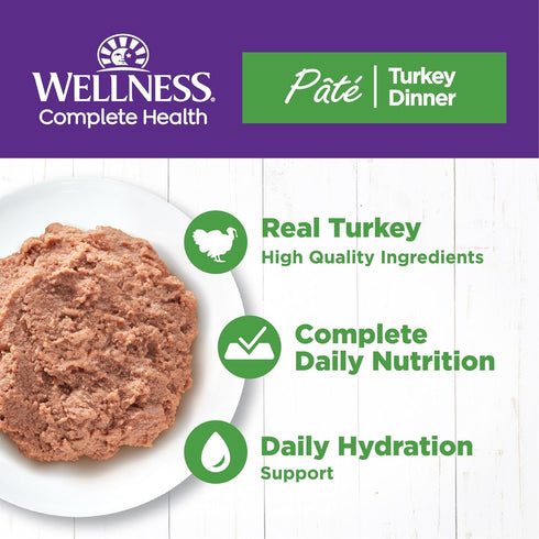 Wellness Complete Health Grain-Free Wet Canned Cat Food, 3-Ounce Can (Pack of 24) - Natural Ingredients, Turkey Dinner