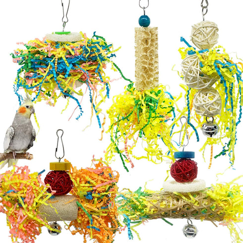 EBaokuup Bird Parrots Shredding Toys, Chewing Toys for Parrots, Lovebird, Cockatiel, Conure, African Grey