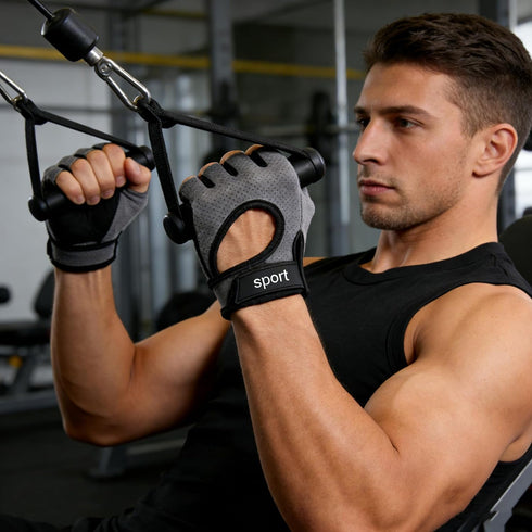 OVOY Fingerless Training Gloves - Non-Slip with Palm Padding for Weight Lifting, Cycling, Gym & Fitness | for Men