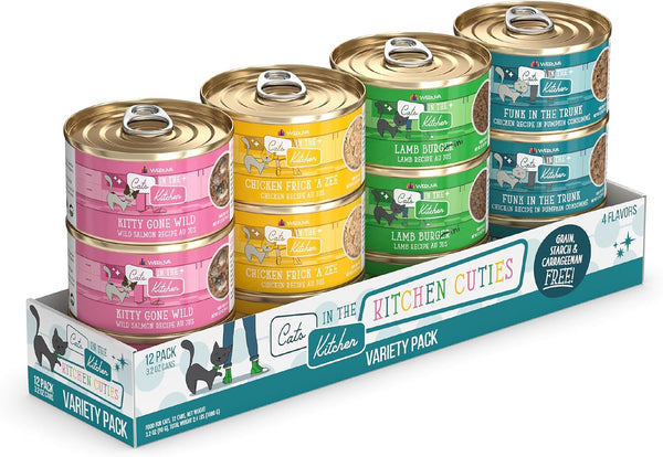 Cats in The Kitchen, Kitchen Cuties Variety Pack, Wet Cat Food, 3.2oz Can, Pack of 12, Weruva