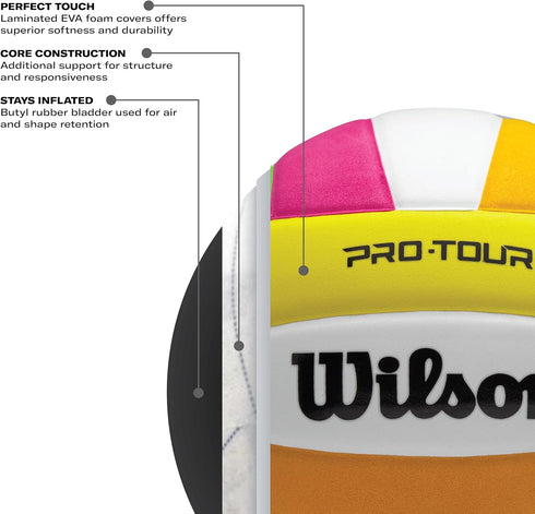 Wilson Pro Tour Indoor Volleyball - Official Size & Multicolor
