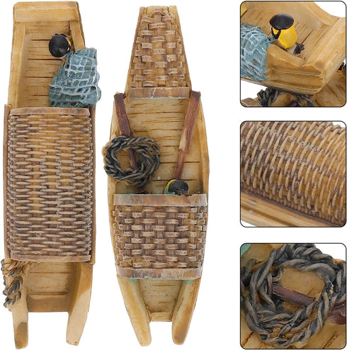 ifundom 2 Pcs Boat Crafts, Miniature Pond Ornament for Aquarium Broken Boat Decoration