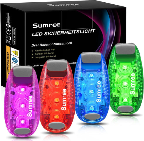 LED Safety Lights(4 Pack).Clip On Strobe&Running Lights.High Visibility Accessories Gear for Your