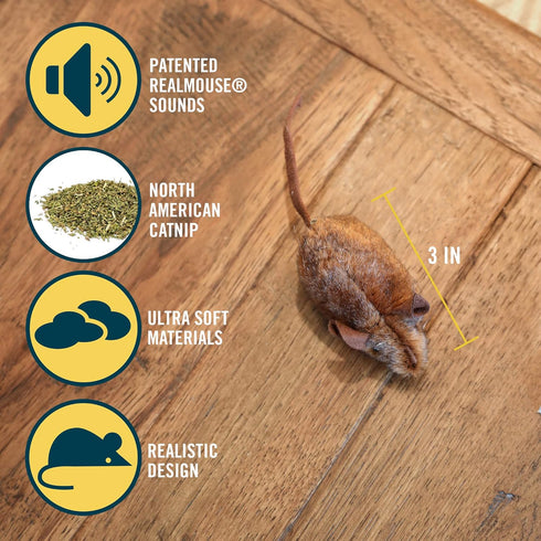 OurPets Play-N-Squeak Mouse Hunter Cat Toys (Interactive Cat Toy & Catnip Toy with Real Mouse Electronic Sound) Perfect
