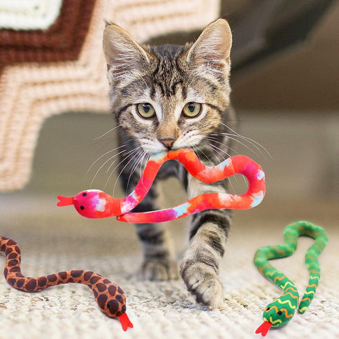 CiyvoLyeen Interactive Catnip Toys - Set of 3 Snake Cat Toy for Indoor Cats, Novelty Gift for Cat Lovers