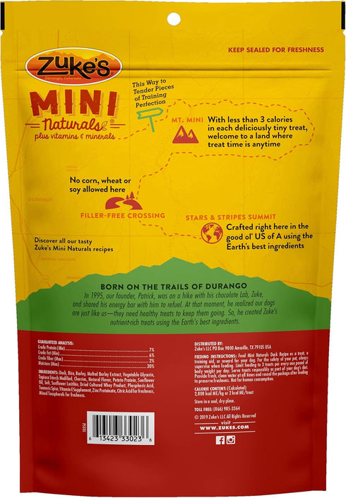 Zuke's Mini Naturals Duck Recipe Training Dog Treats, 16 OZ Bag, Pack of 2