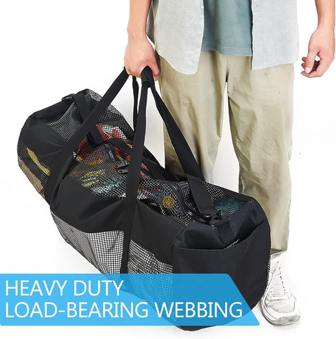 X-Large Mesh Dive Duffel Bag, Heavy Duty Scuba, Diving, Snorkeling | Gym, Workout, Wrestling Bag (Black)