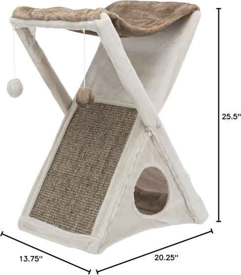 Hammock, TRIXIE Miguel Fold and Store Cat Indoor Cat Furniture with Dangling Toys, Scratching Pad, and Cave