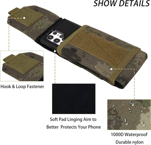 IronSeals Tactical Molle Phone Holster Pouch - Universal Belt Waist Bag for iPhone 16 Pro Max/16 Pro/15 Pro Max/14 Pro