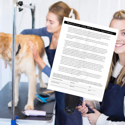 Pet Grooming Intake Forms, Consent & Release, Matted Coat Clip-Off Agreement, Pet Report Card | 50 pk, 8.5x11”