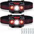 Vekkia Ultra Bright LED Headlamp Flashlight, 2 Pack White and Red Light Headlight with Adjustable Headband