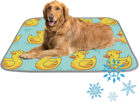 imiBBWQu Cooling Pad Duck Yellow Blue Drop Cooling Dog Mats Washable Pet Pad