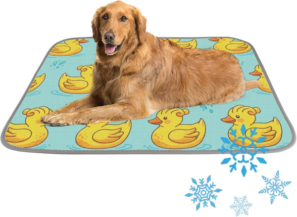 imiBBWQu Cooling Pad Duck Yellow Blue Drop Cooling Dog Mats Washable Pet Pad