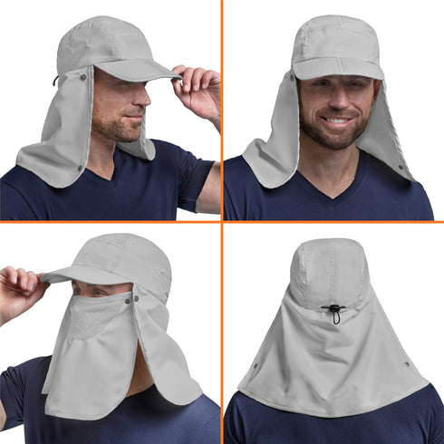 SUN CUBE Fishing Sun Hat with Neck Flap | UV Protection Outdoor Bucket Cap with Face Covering