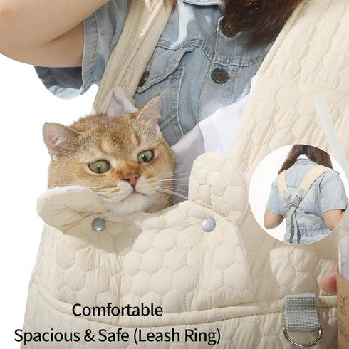 Gleegain Backpack Dog Sling Carrier for Hiking Camping Travel Hands-Free Cross Shoulder Straps Safety Leash Ring Puppy
