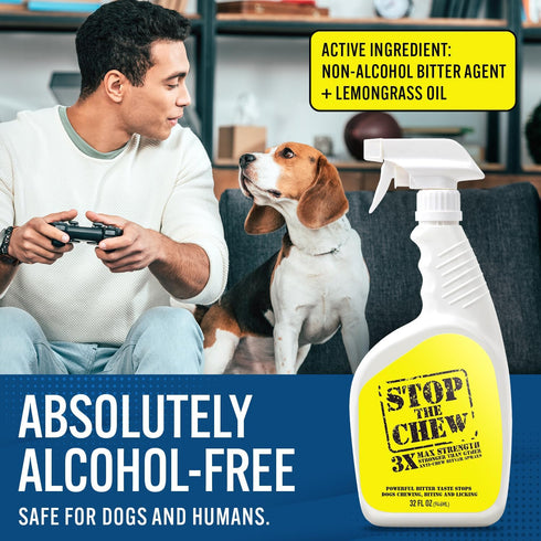 EBPP Stop the Chew Anti Chew Spray for Dogs, 3X Strength Bitter Deterrent for Puppies, Alcohol Free, 32oz