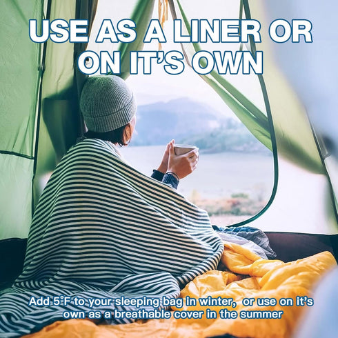 Ultralight Sleeping Bag Liner, Travel Sheets & Adult Sleep Sack - Portable Summer Sleeping Bag for Camping, Hotels