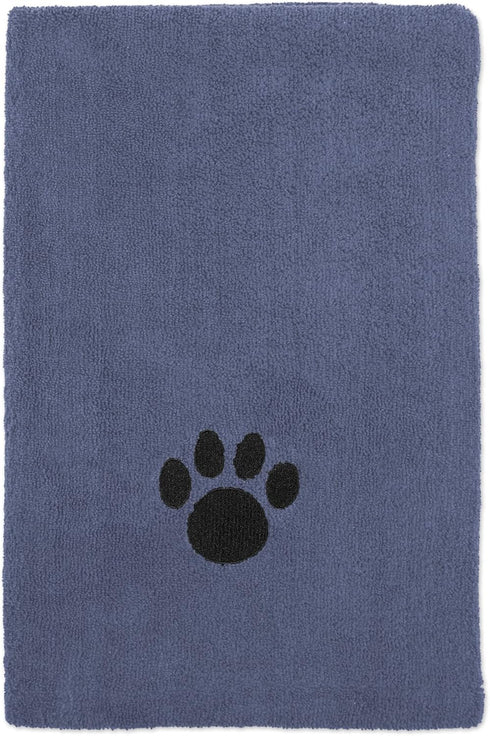 Bone Dry Pet Grooming Towel Collection Absorbent Microfiber X-Large, 41x23.5", Embroidered Stonewash Blue by Bone Dry