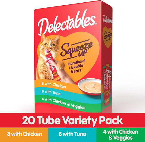 Hartz Delectables Squeeze Up Variety Packs, Interactive Lickable Wet Cat Treats, 20 Count