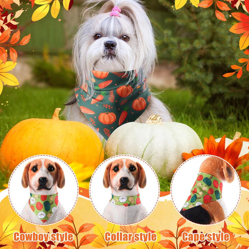 120 30 Sanwuta Pcs Thanksgiving Fall Bandanas for Dogs Bulk Pumpkin Maple Leaf Triangle Dog Bandana Autumn Washable Pet