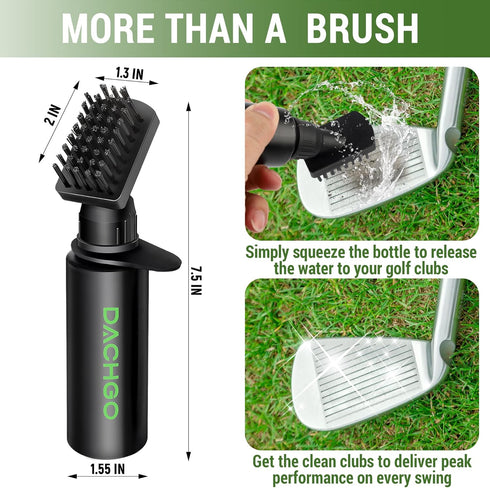 Pro Golf Club Cleaner Brush with Groove Sharpener Tool, Lockable Retractor Clip & 4 oz Water Squeeze Bottle