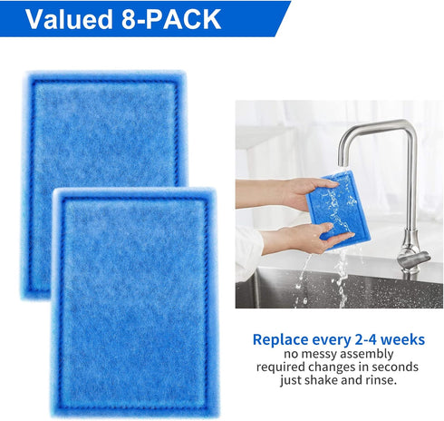 8 Pack Aquarium Filter Cartridge, Compatible for 20 Gallon Fish Tank, Power Filter Replacement for EZ-Change