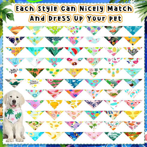 72 Pack Summer Reginary Bandanas - Triangle Scarf Bibs for Dogs - Adjustable Dog Bandana for Pet Costume Accessories
