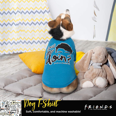 How You Doin' Dog T-Shirt in Blue | Soft, Machine Washable Sweatshirt, Lightweight & Semi-Stretch | X-Large Size