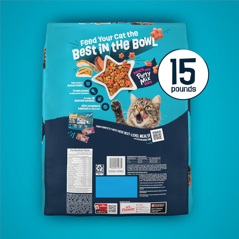 PartyPackdwithFlavors 15 lb. Purina Friskies ofChicken,Liver and Turkey CrunchyDryCat Food - Bag